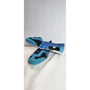 Avon Sporty Mary Jane Flats Womens 9 Blue Teal Black Mesh Suede Slip On Size 9